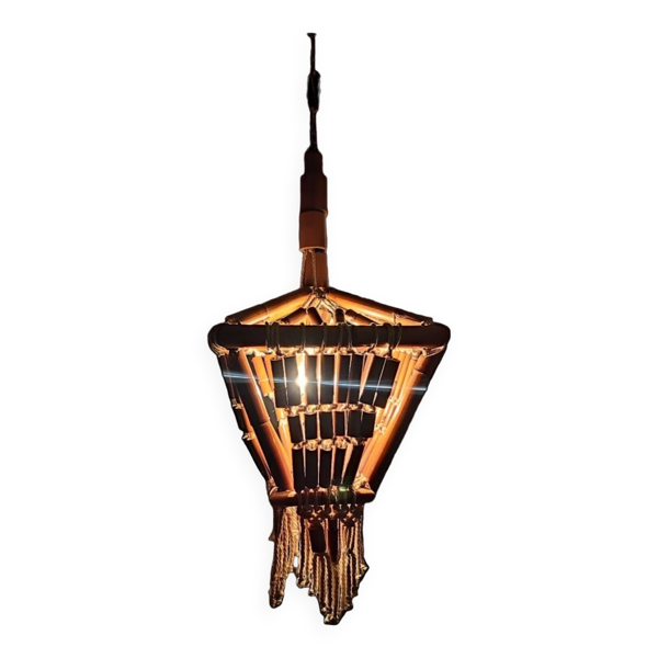 Suspension bambou et macramé. Espagne, années 1980.