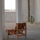 Pair of oak and leather hunting chairs by Kurt Østervig, modern Danish style from the 1960s.