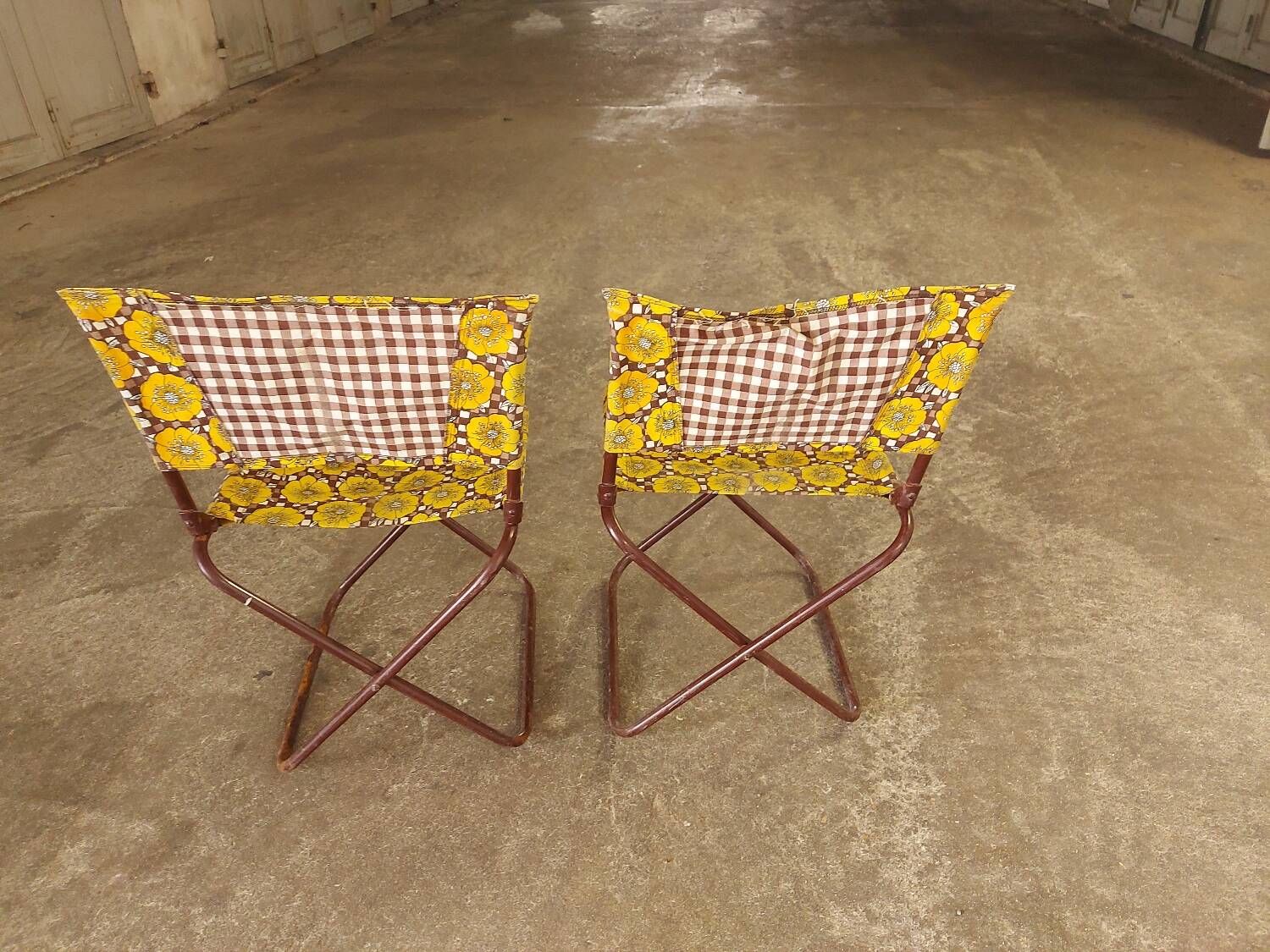 2 vintage folding camping chairs