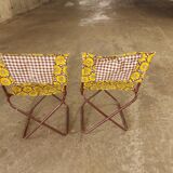 2 vintage folding camping chairs