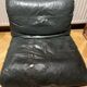 Sling chair in wood and green leather, germany, 1970s
