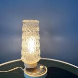 Set (2) of mid-century clear crystal glass bedside table lamps