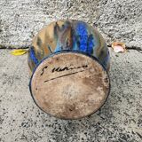 Small antique stoneware vase signed Jean Metenier