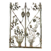 Panneau de fenêtre mural antique en métal forgé français