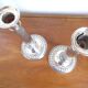 Antique pair of 19th century silver-plated metal candlesticks, 27 cm