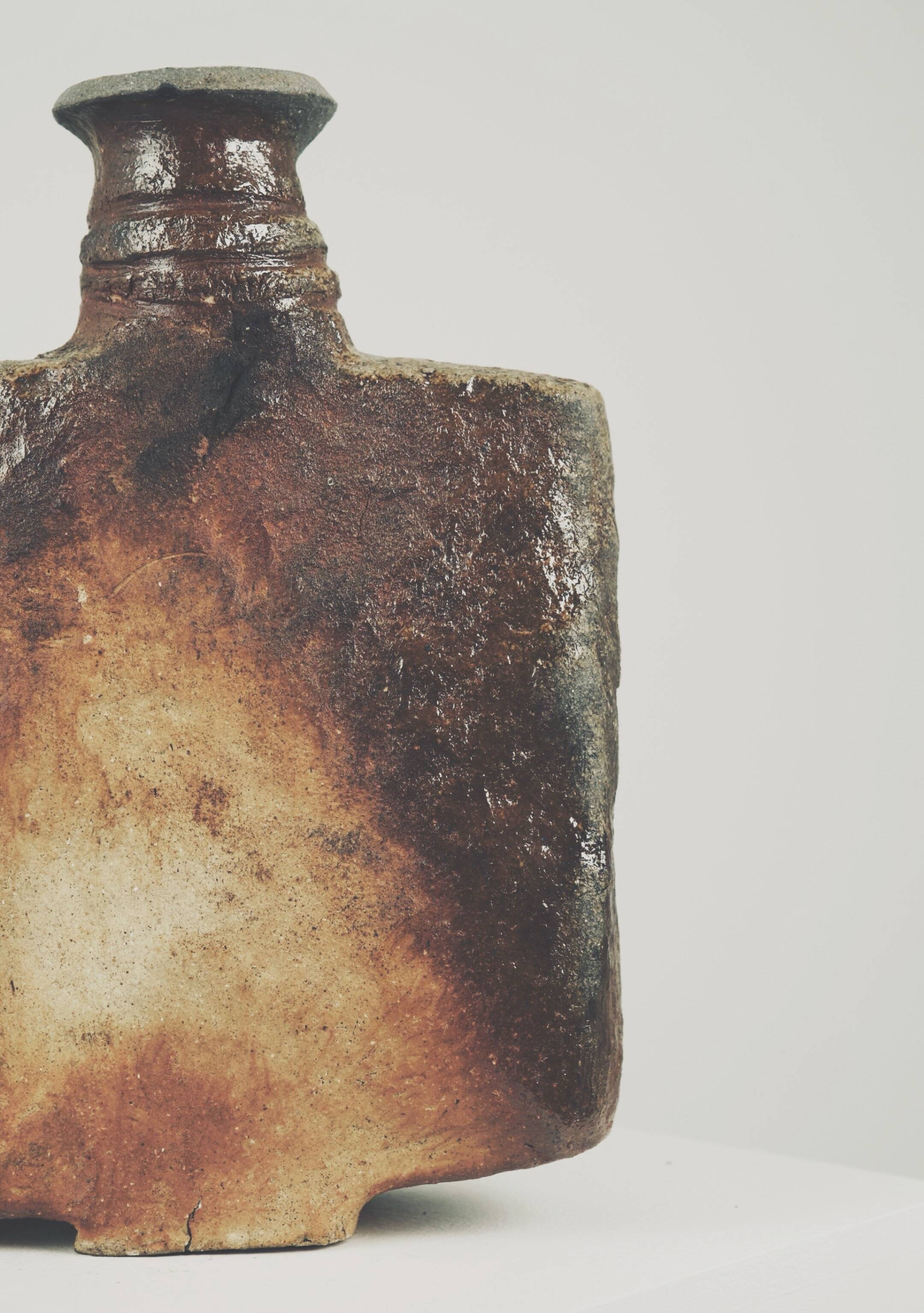 Large stoneware bottle by Gérard Brossard, La Borne