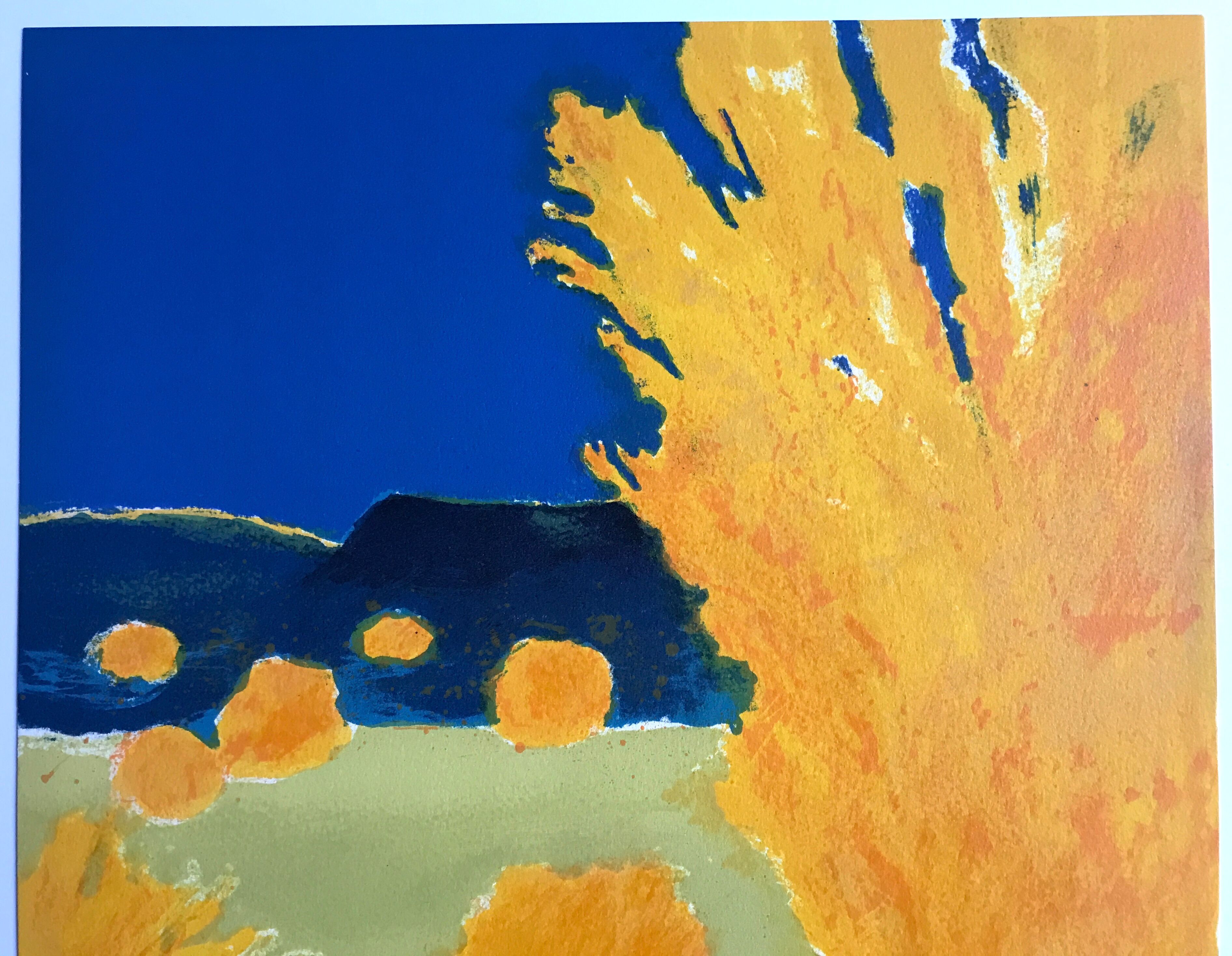 Original lithograph by Bernard Cathelin, the intelligence of flowers II, 1988