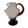 Pitcher jug smoked glass and red Vintage