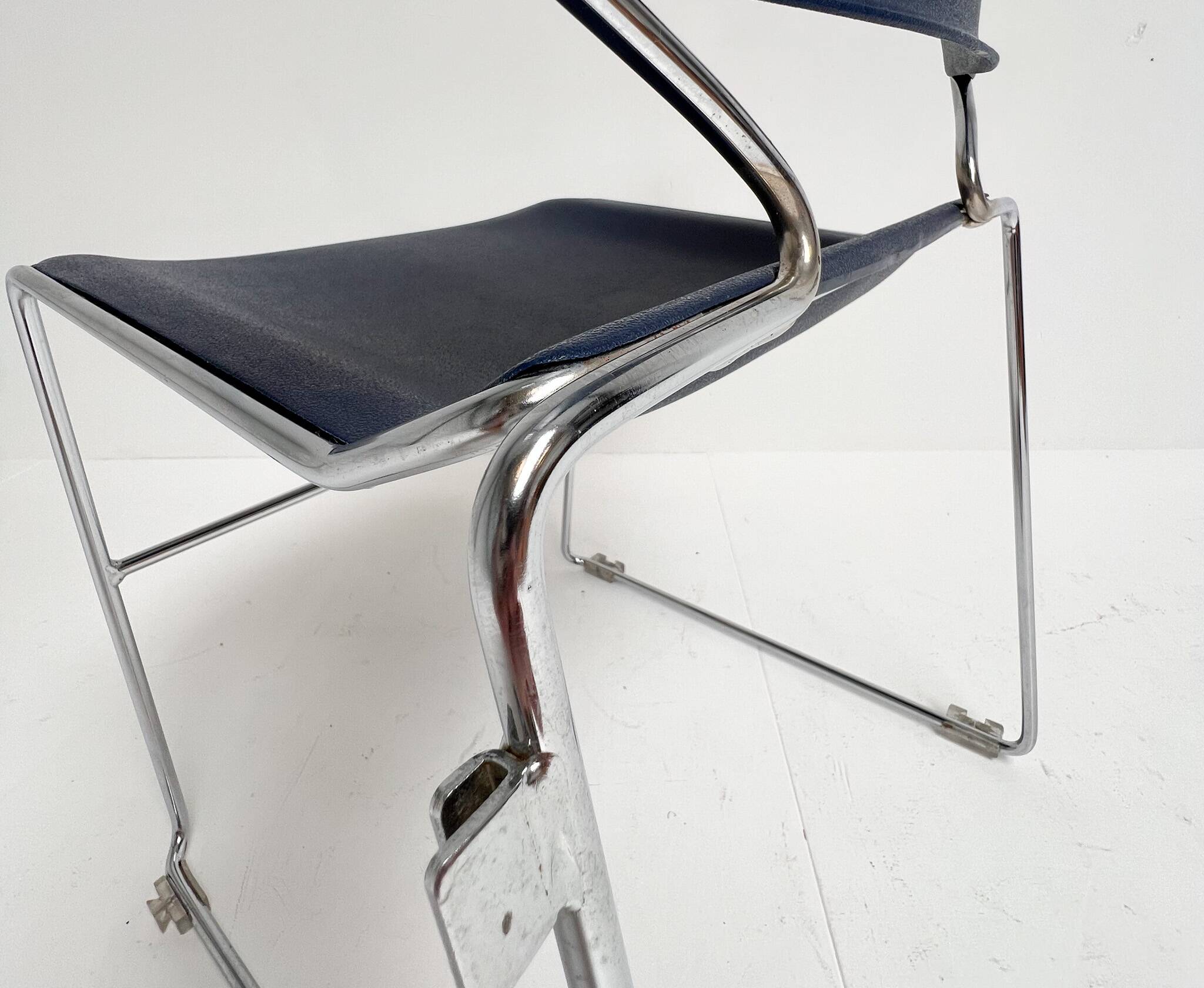 Chaise Matrix Krueger bleu foncé de Thomas Tolleson, années 1970