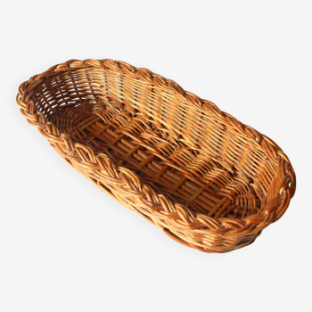 Wicker bread basket, braided, handmade, vintage from the 1970s