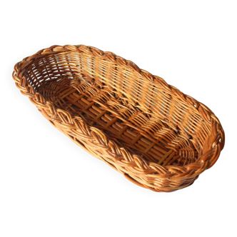 Wicker bread basket, braided, handmade, vintage from the 1970s