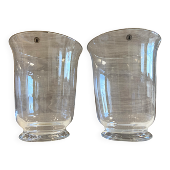 Duo de Vases Neufs Photophores en Verre Cristal Art Décoratif Design