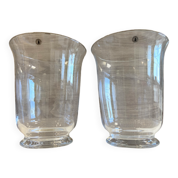 Duo de Vases Neufs Photophores en Verre Cristal Art Décoratif Design