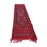 Handmade red corridor carpet in pure wool