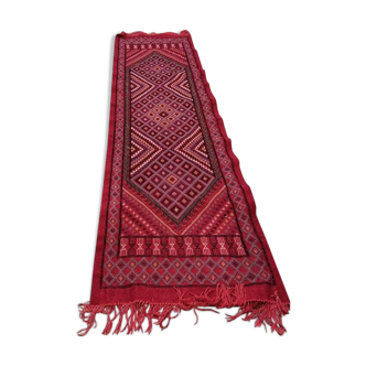 Tapis couloir rouge fait main en pure laine