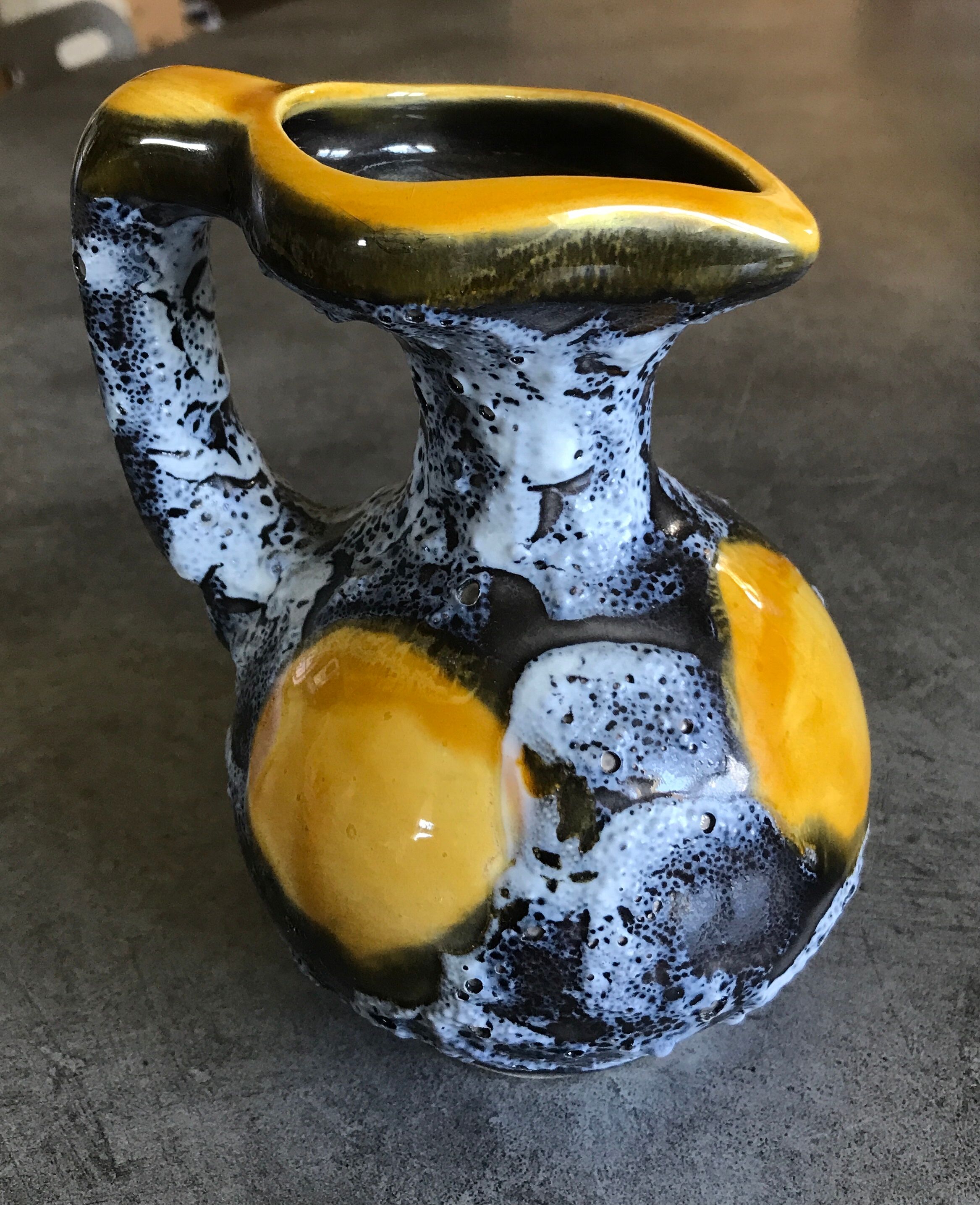 Ceramic pitcher fat lava from vallauris 14.5 cm