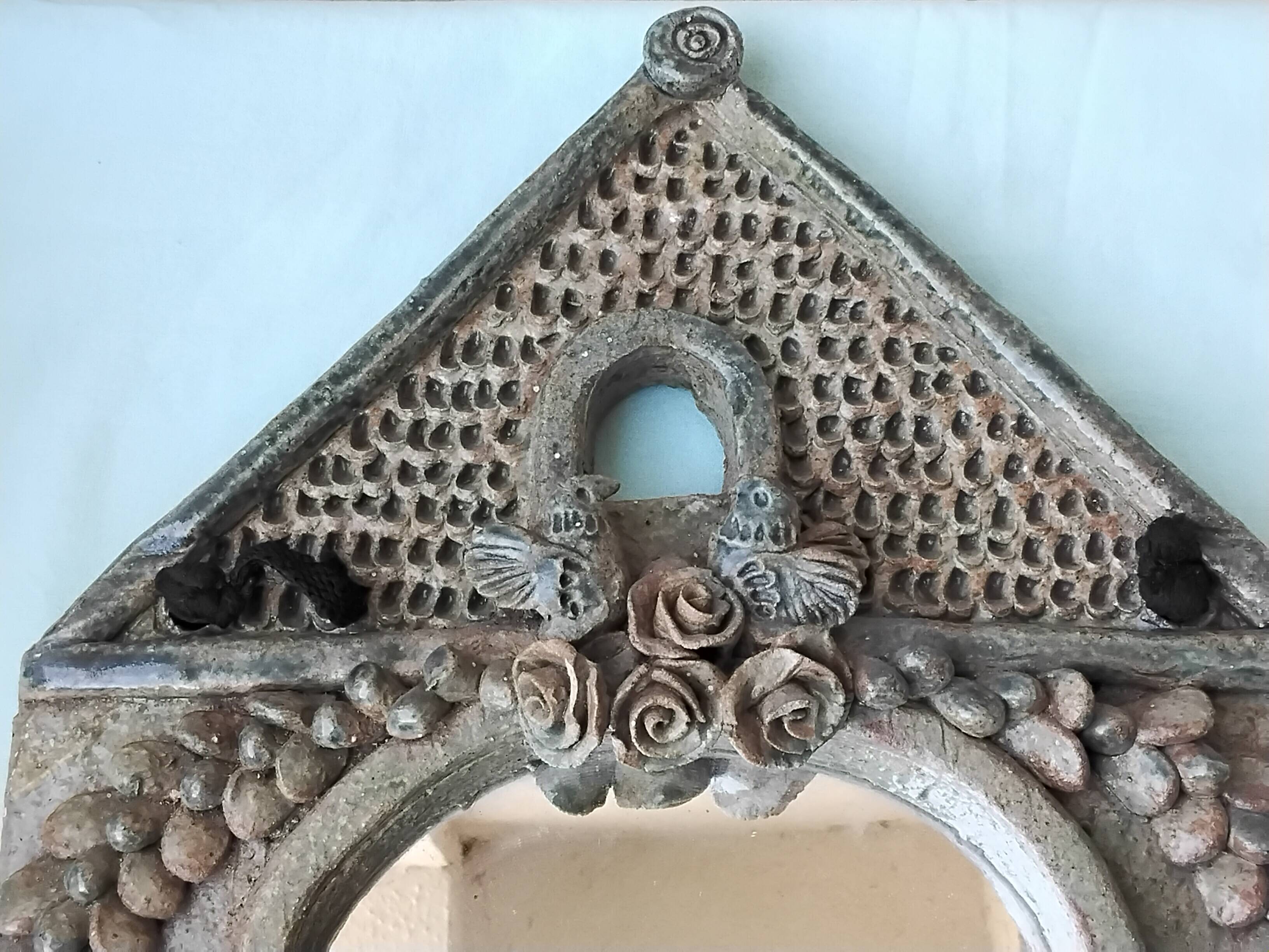 Miroir en grès signé Catido