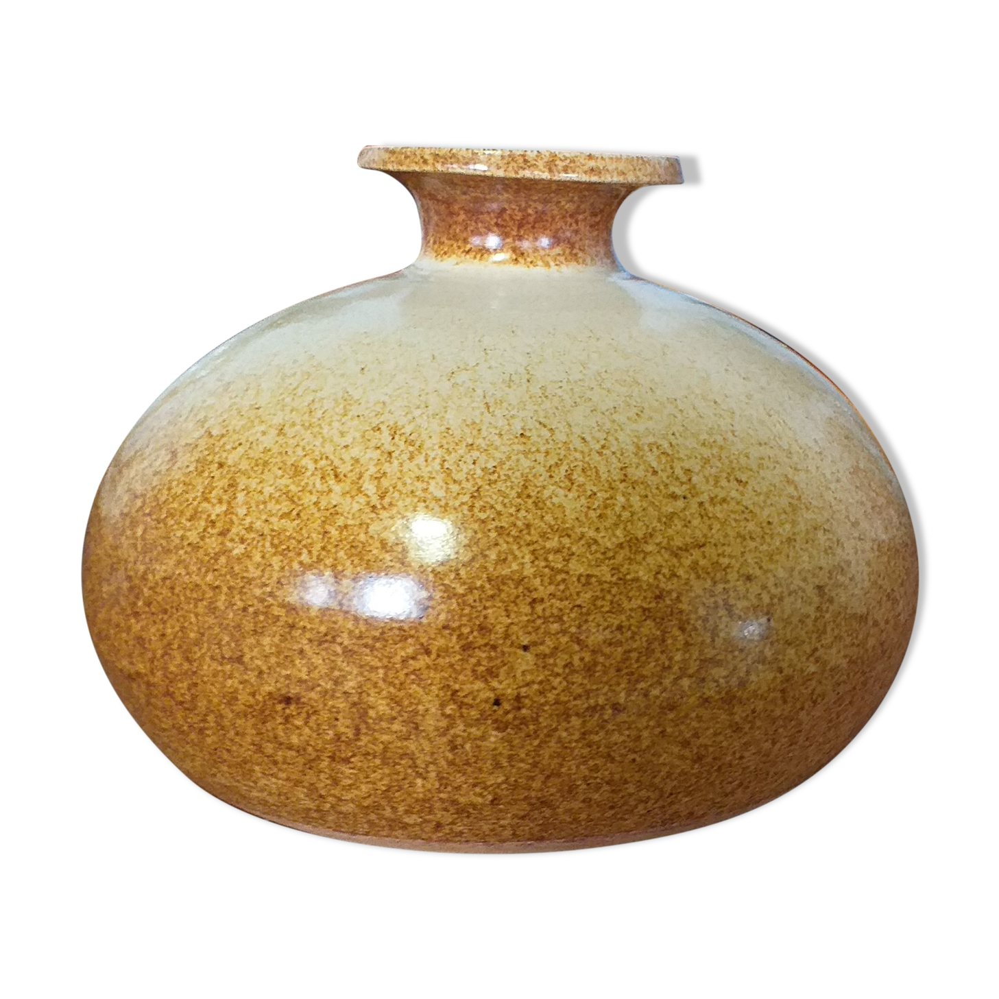 Vase ball soliflore in enamelled sandstone signed Vaser