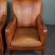 Set of 2 cowhide leather armchairs
