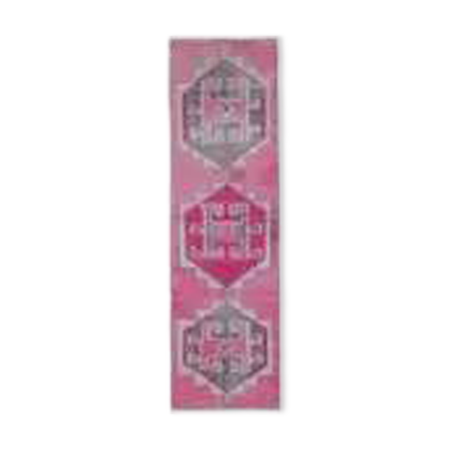 Vintage Turkish Hand-Knotted Wool Cotton Pink Runner Rug 80x264