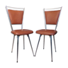 Paire de chaises vintage métal chromé et skaï