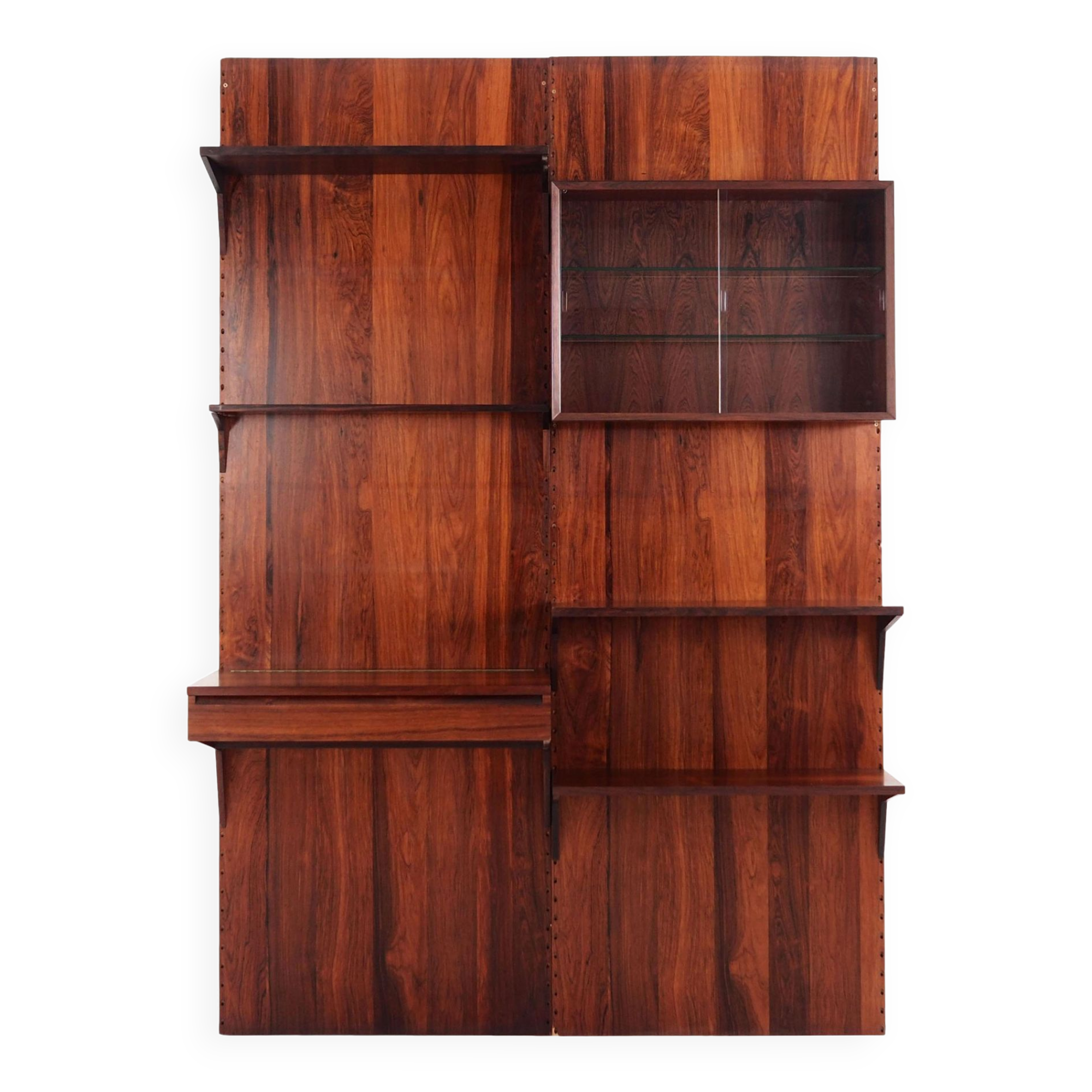 Bibliothèque système en palissandre, design danois, années 1960, designer : Poul Cadovius