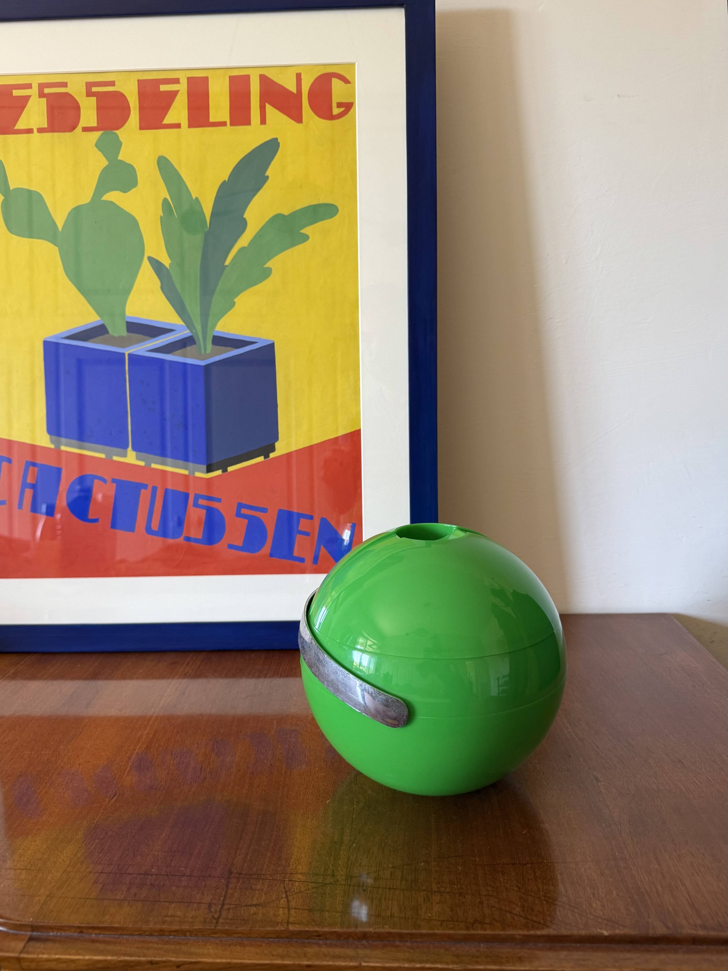 Seau à glace vert Space Age, Guzzini Italie, vers 1970