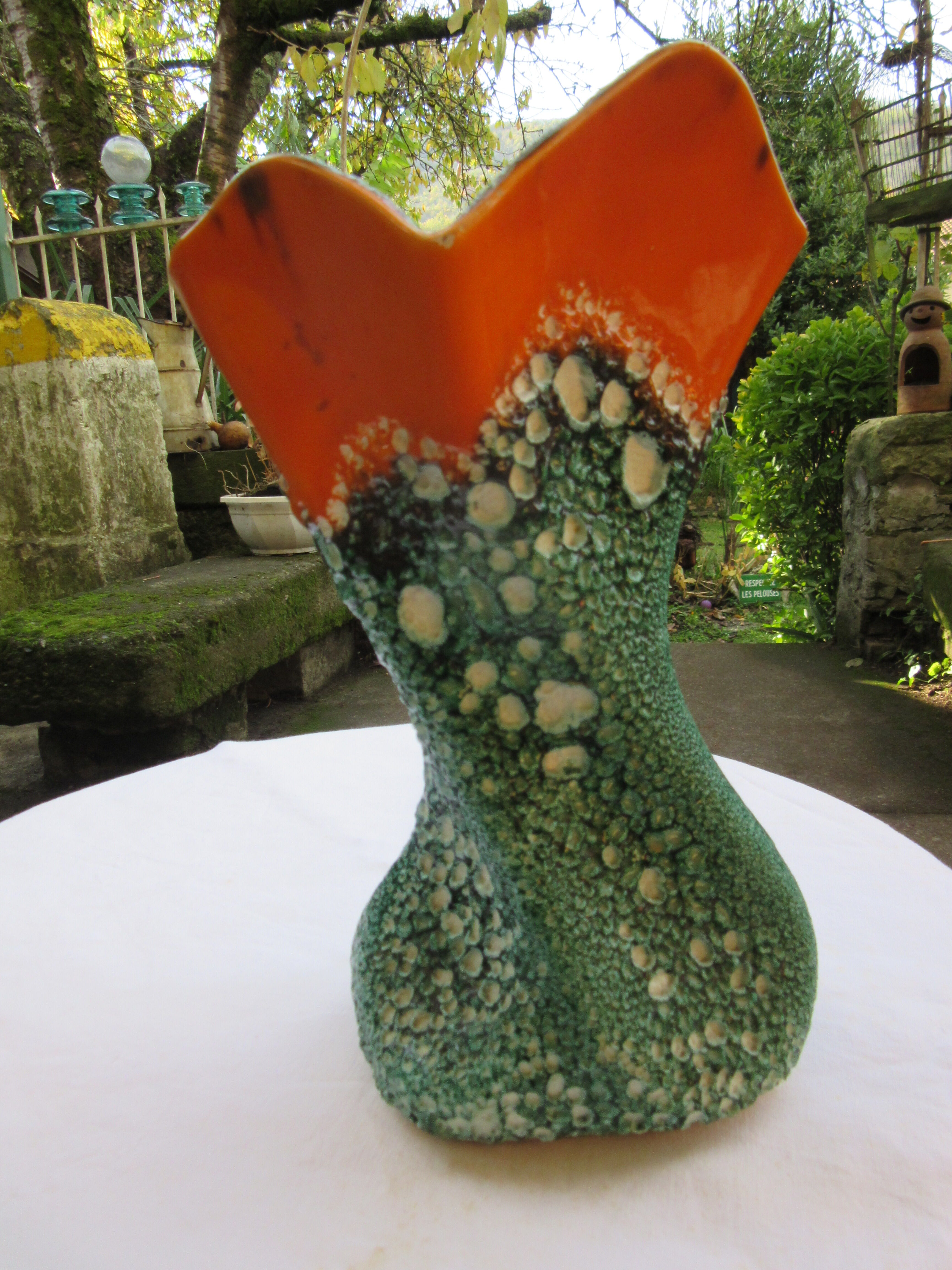 Green and orange vase
