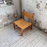 Elm and leather armchair Maison Regain