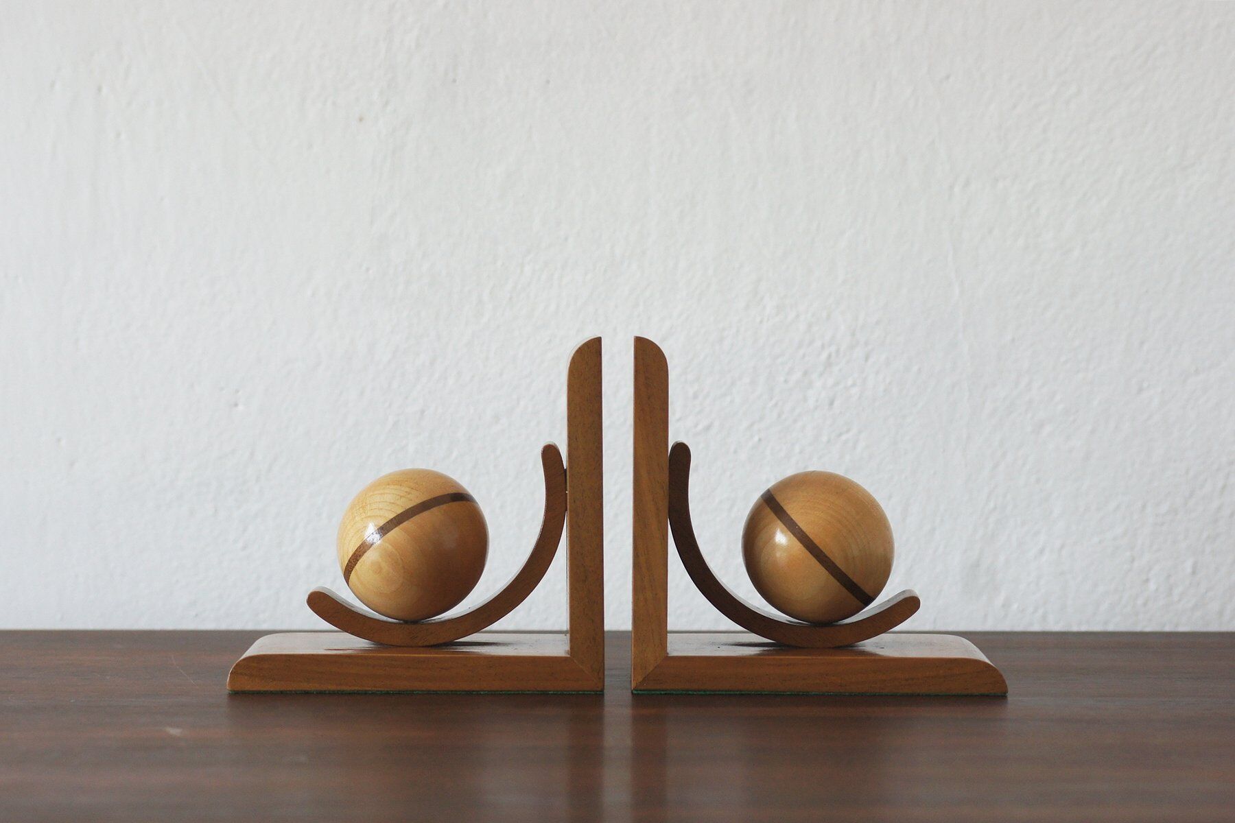 Mid-century modern wooden bookends, 1940s, set of 2