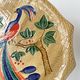 Poët Laval ceramic pie or cake dish with bird decoration