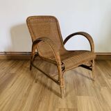 Wicker and rattan armchair