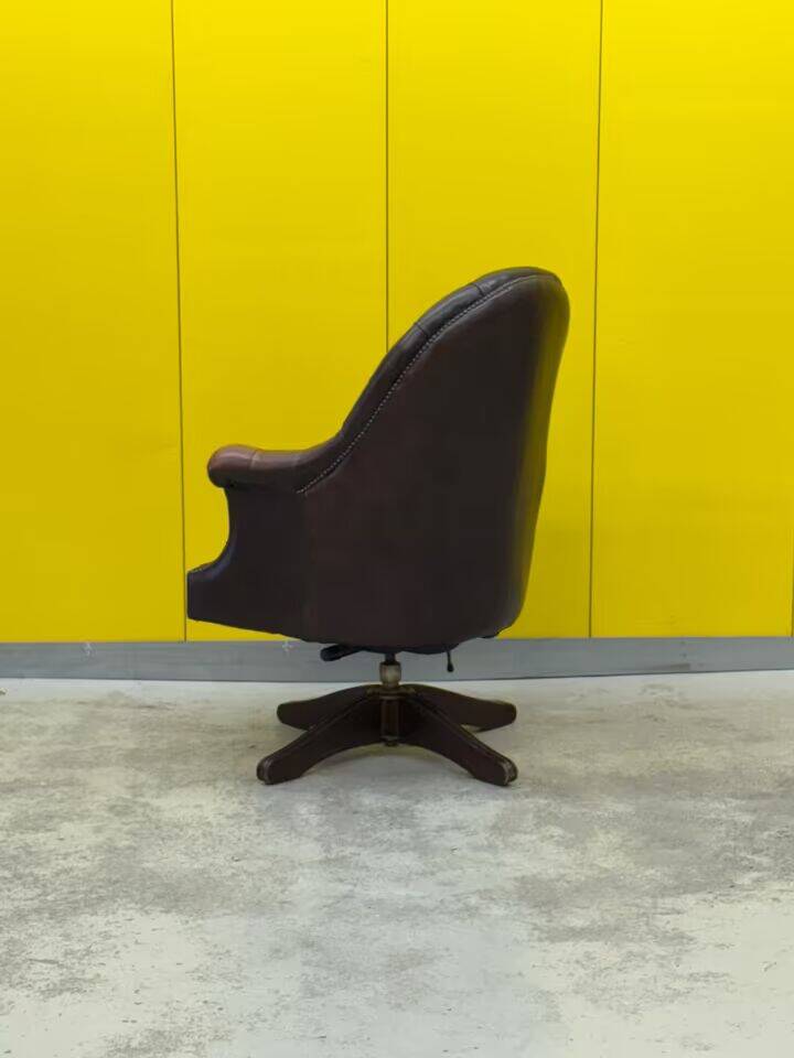 Brown leather chesterfield directors armchair