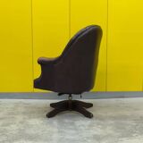 Brown leather chesterfield directors armchair
