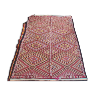 Vintage kilim carpet with diamond patterns 160x240cm