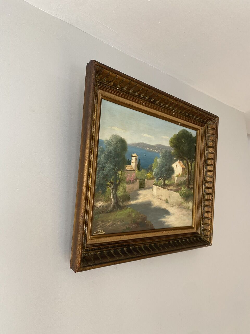 Tableau ancien, paysage provençal, signé, XXe siècle