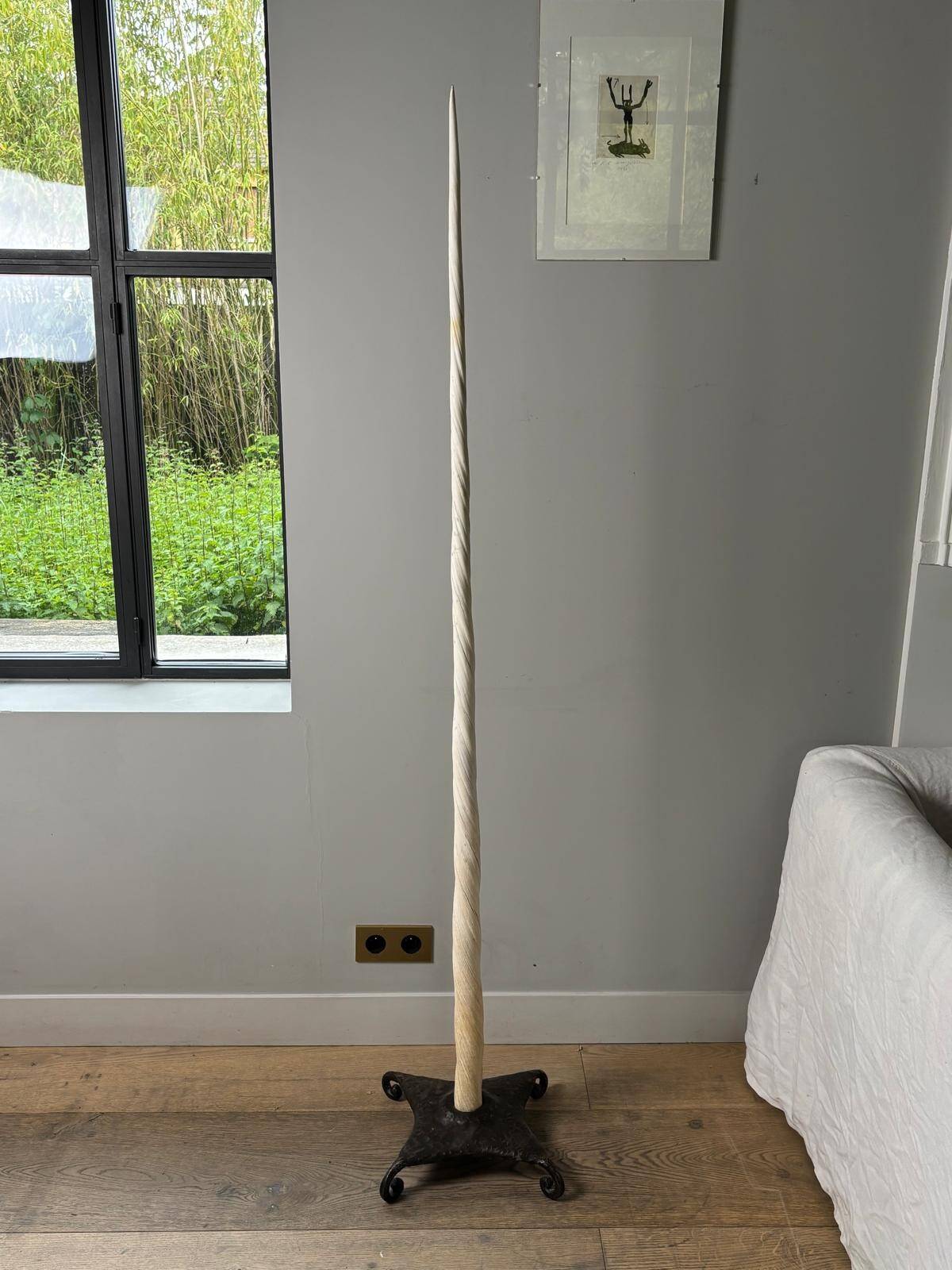 narwhal tusk mounted as a lamp - Denmark (Greenland) 1940s
