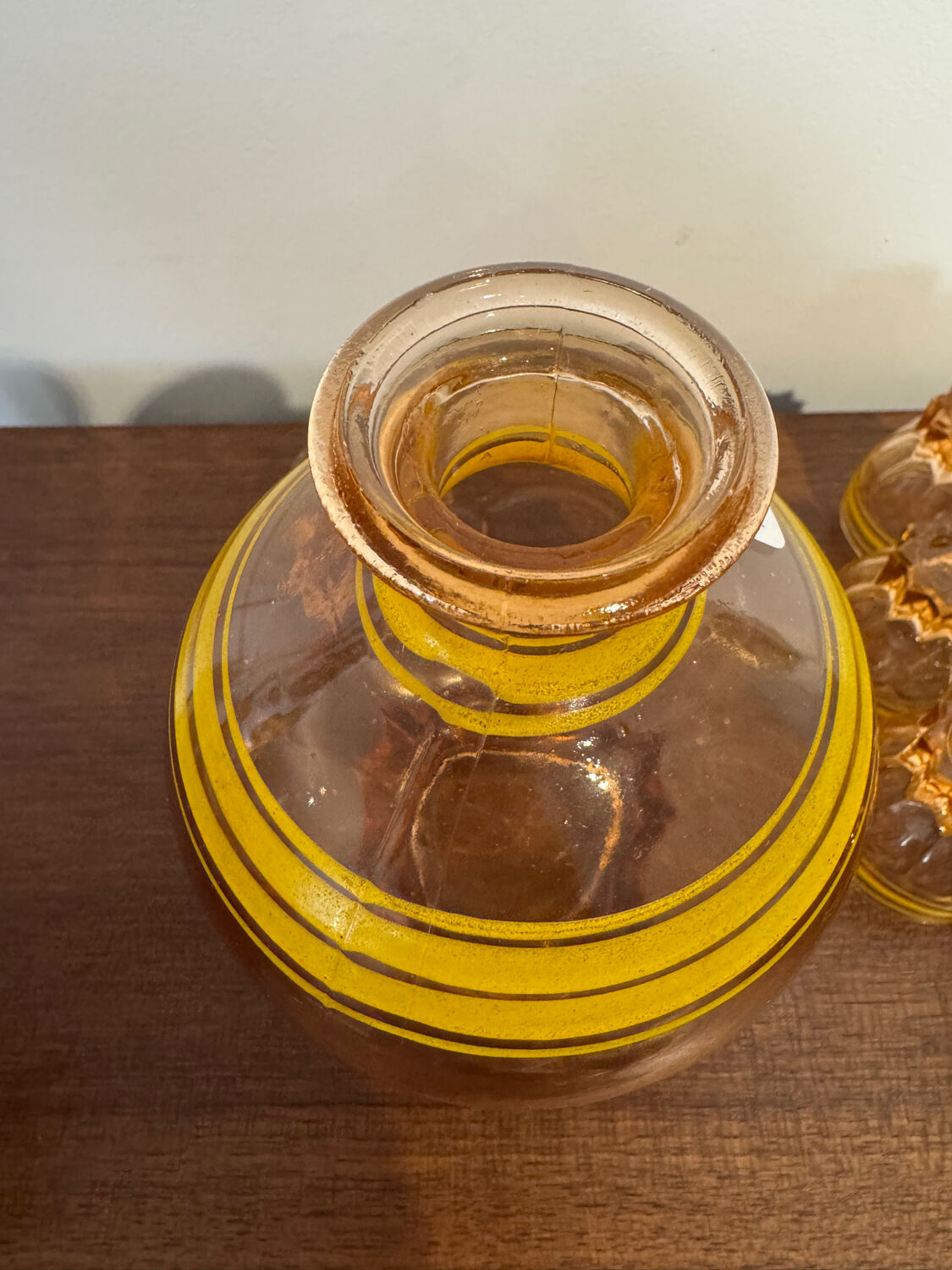 Vintage liqueur service in amber glass (decanter + 6 glasses)
