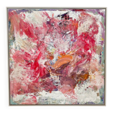 Felix Bachmann, Abstract Composition in Red and White, 2024, Mixed Media