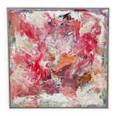 Felix Bachmann, Abstract Composition in Red and White, 2024, Mixed Media