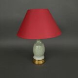 Lampe Napoléon III en céladon vert sur une base en laiton