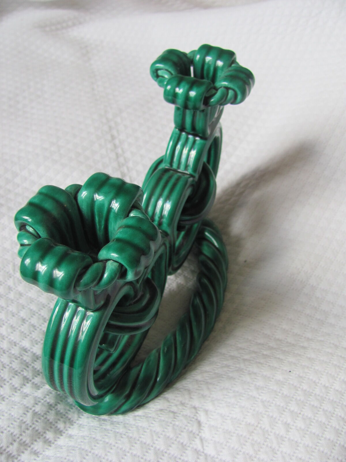 Bougeoir double  céramique Vallauris vert vintage