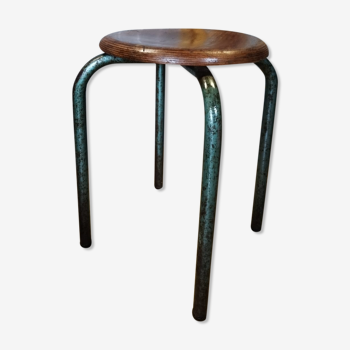 Tabouret d'atelier pieds tubulaires style industriel