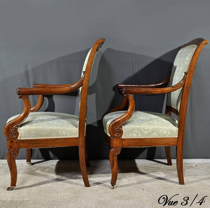 Paire de Fauteuils à Crosses en Acajou, époque Restauration – Début XIXe
