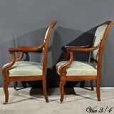 Paire de Fauteuils à Crosses en Acajou, époque Restauration – Début XIXe