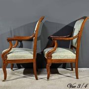 Pair of Crossed Armchairs in Mahogany, Restoration Period – Early 19th Century