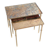Églomisé glass nesting tables in neoclassical style, Belgium, 1960s
