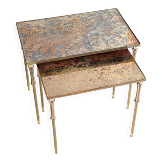 Églomisé glass nesting tables in neoclassical style, Belgium, 1960s