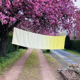 Belgian Linen Tablecloth Embroidered, Yellow Tyedie