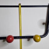 Vintage coat rack in metal and wood, 5 hooks, 74 cm